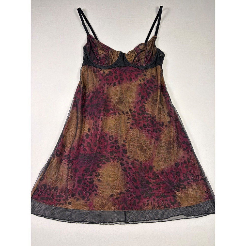Victoria's Secret Slip Dress Leopard Mesh Underwire Y2K Grunge Gothis Indie